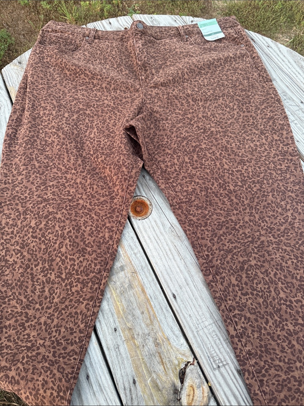 Terra & Sky Brown Leopard Print Straight Leg Jeans